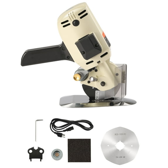 KFFKFF Fabric Cutter, 1.1" Cutting Thickness, 250W Electric Rotary Fabric Cutting Machine, Octagonal Knife, Rotary Cutter for Multi-Layer Cloth Fabric Leather with Replacement Blade and Sharpening