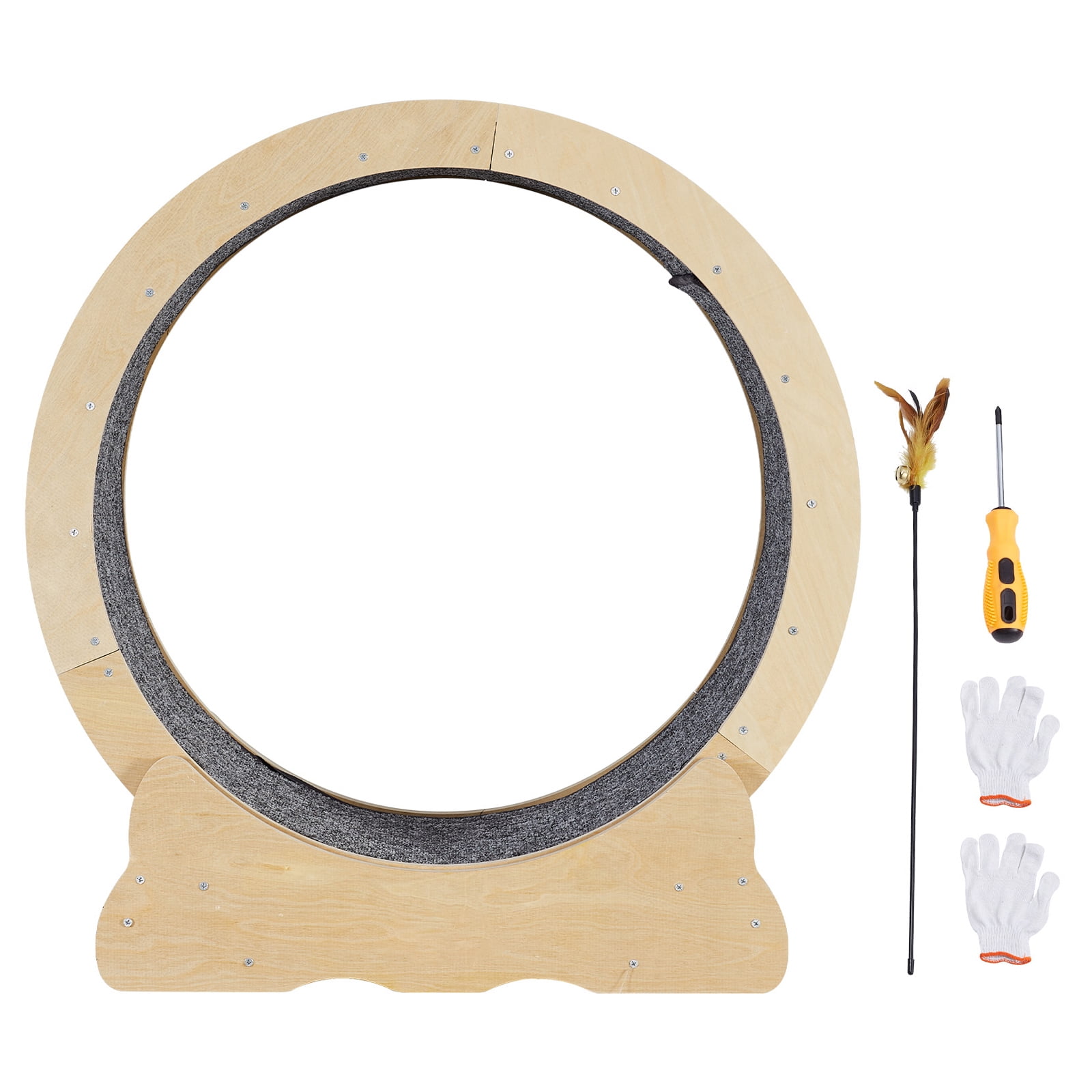 KFFKFF Feline Fitness Roller, Spacious Indoor Kitty Jogging Wheel, 29.5" Diameter, Includes Removable Mat & Play Teaser, Ideal for Exercise/Activity/Training, Fits Various Cat Sizes