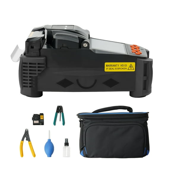 KFFKFF Fiber Splicing Machine with 6 Motors, Core Alignment and 4" Digital Display, Includes Storage for Images, 3-in-1 Auto Focus Fiber Holder and Cleaver Kit