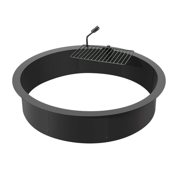 SKYSHALO Fire Pit Circle, BBQ Fire Ring Combo, 40-In Outer/36-In Inner Diameter, 8.5in Tall, Carbon Steel Construction, DIY Campfire Circle for Above or In-Ground, Outdoor Camping, Bonfire Gatherings