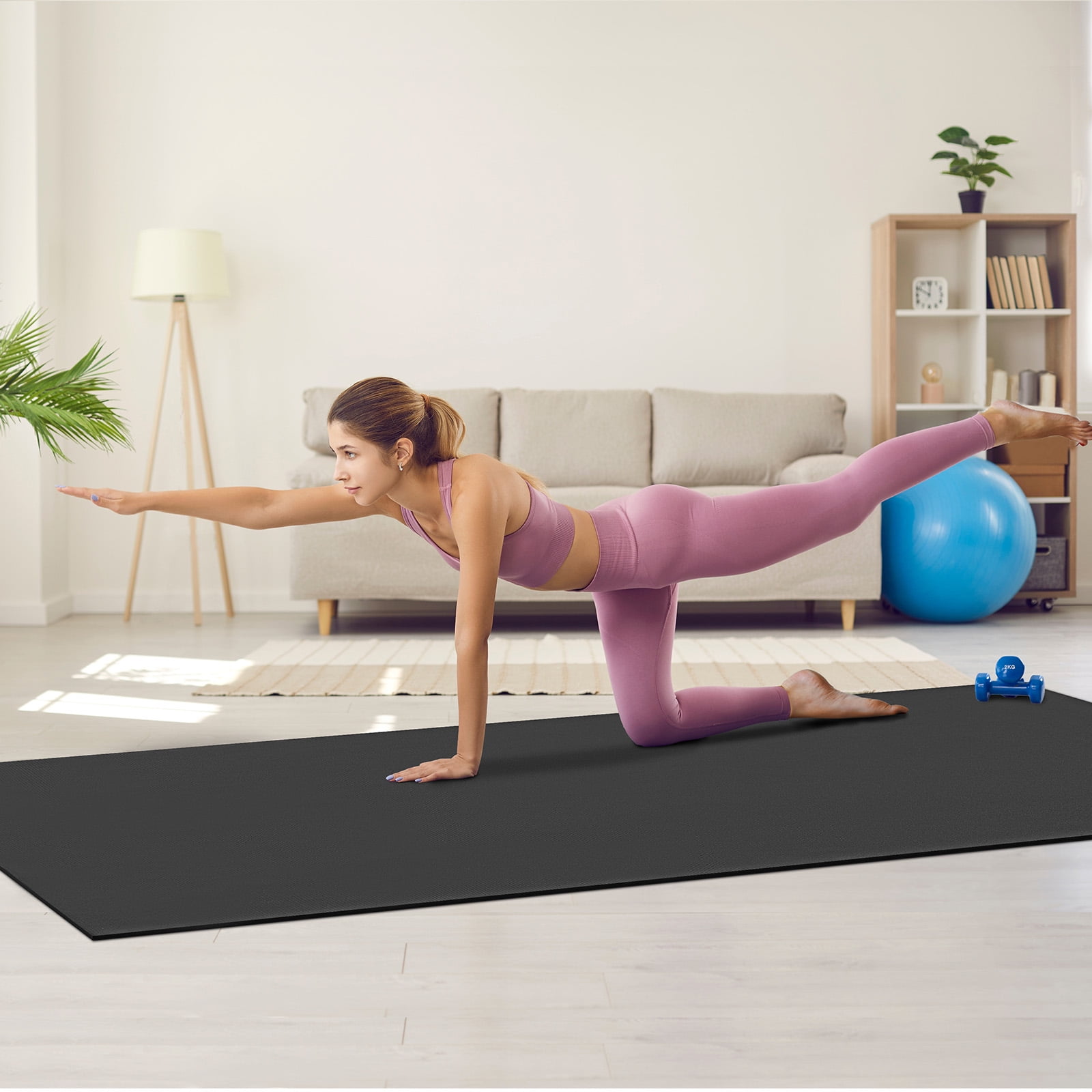 KFFKFF Large Yoga Mat,10x6ft Durable Non-Slip Fitness Mat, High-Quality Exercise Mat for Both Men and Women, Includes Bag & Strap for Easy Transport, Ideal for Home Yoga, Pilates & Floor Exercises