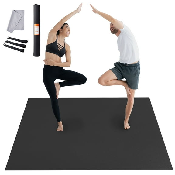KFFKFF 8x6ft Large Fitness Mat, Durable Non-Slip Yoga Mat, Universal Exercise Mat for Both Genders, Includes Bag & Strap, Suitable for Home Yoga, Pilates & Floor Exercises