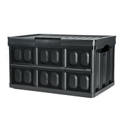 SKYSHALO Folding Storage Box with Lid Collapsible Stackable Container 45 Liter 3-Pack