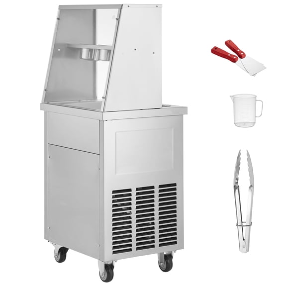 KFFKFF Fried Ice Cream Roll Machine / Rolled Ice Cream Maker with a 13.8 x 13.8 Inch Pan