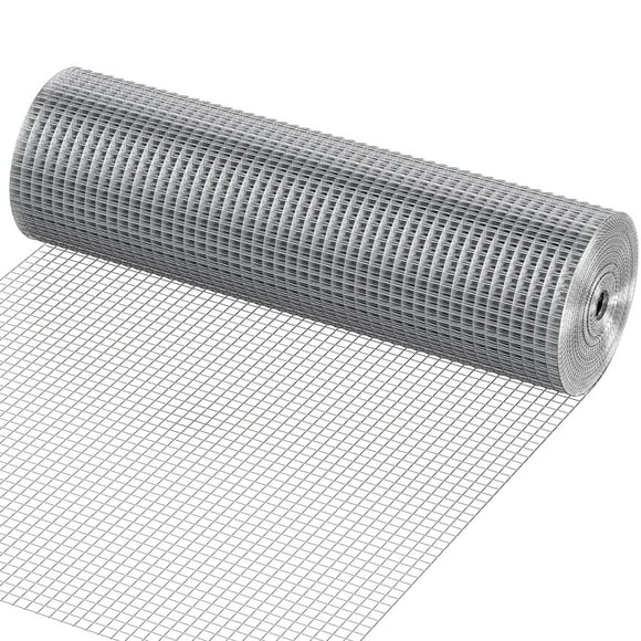 KFFKFF Galvanized Wire Mesh, 1/2 Inch Mesh Size, 24in x 50ft, 19 Gauge - Ideal for Chicken Coops, Rabbit Hutches, Garden Protection, and Small Animal Enclosures