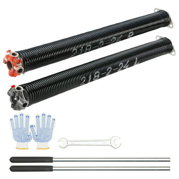KFFKFF Garage Door Torsion Springs Pair of 0.218" x 2" x 24" with Non-Slip Winding Bars, Garage Door Springs, 16000 Cycles Gloves and Mounting Wrench, Electrophoresis Coated for Replacement