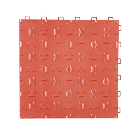 SKYSHALO Garage Flooring, 12x12x0.53 in, 25 Pcs, Dual-Texture Interlock Tiles, Slip-Resistant, Ideal for Garage, Basement, Workshops, Red
