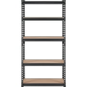 SKYSHALO Garage Storage 5-Tier SPCC Carbon Steel, MDF Boards 33.86 x 3.54 x 12.60 Inches, Black