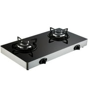 SKYSHALO Gas Cooktop Tempered Glass Countertop Cooktop 28" Max 10100BTU 2 Burners