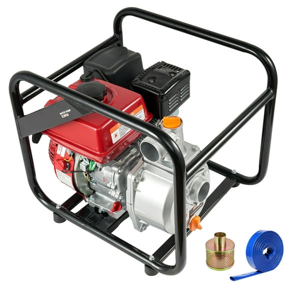 SKYSHALO Gas-Powered Water Pump, 2 in/50 mm, 7HP, 132 GPM, 4-Stroke Engine, 25 ft Outlet Hose, 98 ft Max Lift, 26 ft Suction, Durable Cast Iron Impeller, Ideal for Pool and Irrigation