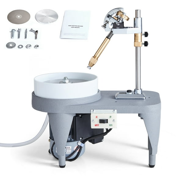 KFFKFF Gemstone Shaping Device, 2800RPM Jade Smoothing and Polishing Unit, 180W 110V Stone Buffing Tool, Jewel Angle Shaping Equipment, Includes Faceted Controller and a Pack of Triangle Abrasives