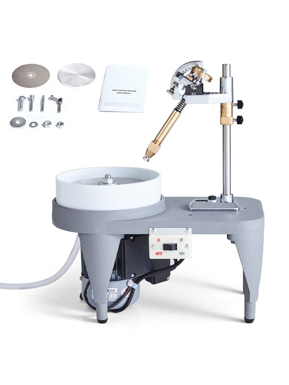 Gemstone Shaping Device, 2800RPM Jade Smoothing and Polishing Unit, 180W 110V Stone Buffing Tool, Jewel Angle Shaping Equipment, Includes Faceted Controller and a Pack of Triangle Abrasives