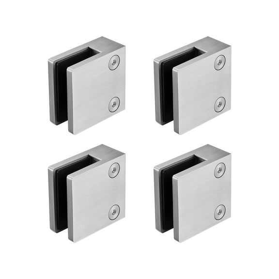 SKYSHALO Glass Holder, 4 Pack Square Support for 8-12mm Thick Glass, Made of 304 Stainless Steel, Suitable for Balcony, Garden, Pool, and Stairs, Silver