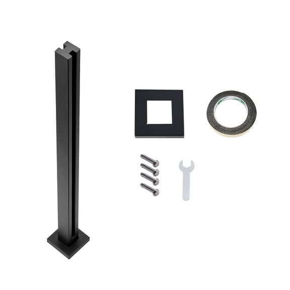 KFFKFF Glass Support, 37.4" Tall Bracket for 0.39"-0.47" Thick Tempered Glass, Made of 304 Stainless Steel, Suitable for Balcony, Garden, Deck, and Stair Railings, in Black