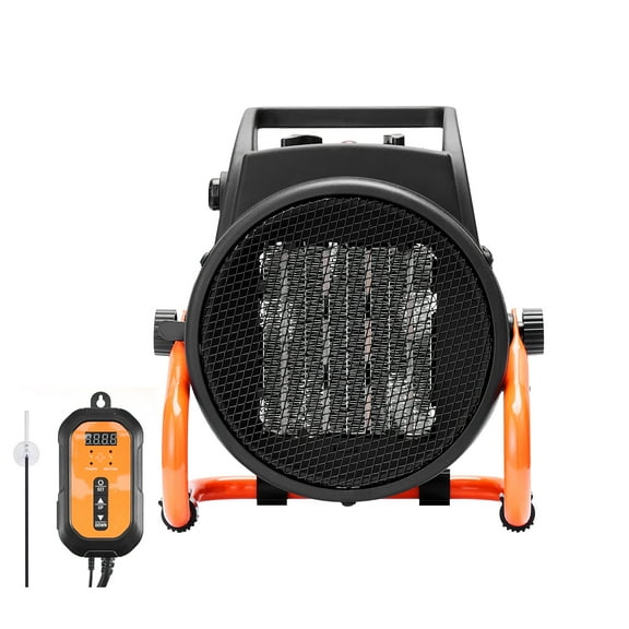KFFKFF Greenhouse Heater, 1500W PTC with Thermostat, Quick Heat & Safety Features, 3-Speed Small Heater Fan, Portable for Green House, Flower Room, Office