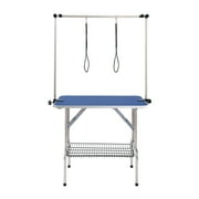SKYSHALO Grooming Table for Pets, Dual Arm & Clamp Design, 36x24 Size, Collapsible Dog Styling Station, Ideal for Small to Medium Breeds, Includes No-Sit Support and Loop, Supports up to 330lbs