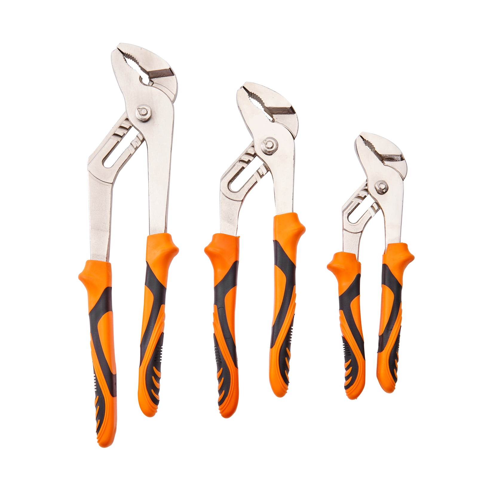 KFFKFF Groove Joint Pliers Set, 3-Piece 12/10/8 inch, Heat-Treated High Carbon Steel Water Pump Pliers, Button Quick Adjustable Pliers for Home Repair, Gripping, Nuts, Bolts, Pipes, Fittings