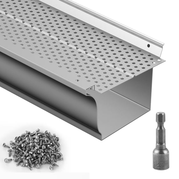 KFFKFF Gutter Guard 5 in Wide 52 ft Length Cover Mesh Leaf Debris Protection