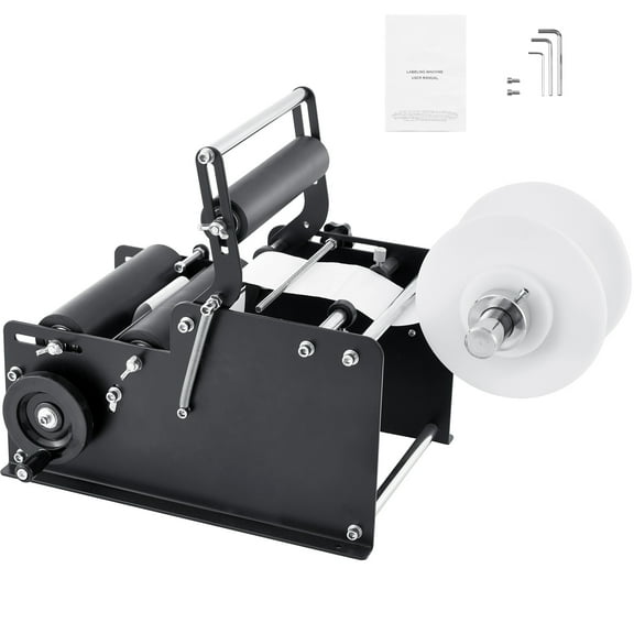 SKYSHALO Hand-Operated Label Applicator, Speeds of 15-20 Labels/Min, Fits Round Bottles, Adjustable for Bottles 0.78-4.72 in Diameter (Includes Pressing Bar)