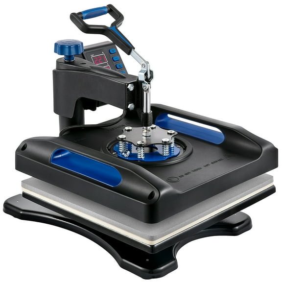 KFFKFF Heat Press Machine, 15 x 15 inches, Fast Heating, 360 Swing Away Digital Sublimation T-shirt Vinyl Transfer Printer with Anti-scald Surface, for Canvas Bags, Pillows, ETL Listed, Blue