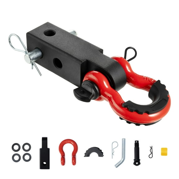 KFFKFF Hitch Receiver 2", with a 65900 lbs Capacity, Includes D Ring Shackle & Hitch Lock Pin, Durable Towing Gear for Trucks, Jeeps & Off-Road Recovery, Made of Aluminum Alloy