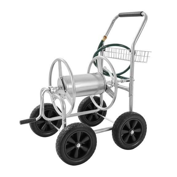 KFFKFF Hose Reel Cart 300ft. Heavy Duty Garden Water Yard Planting w/ Basket