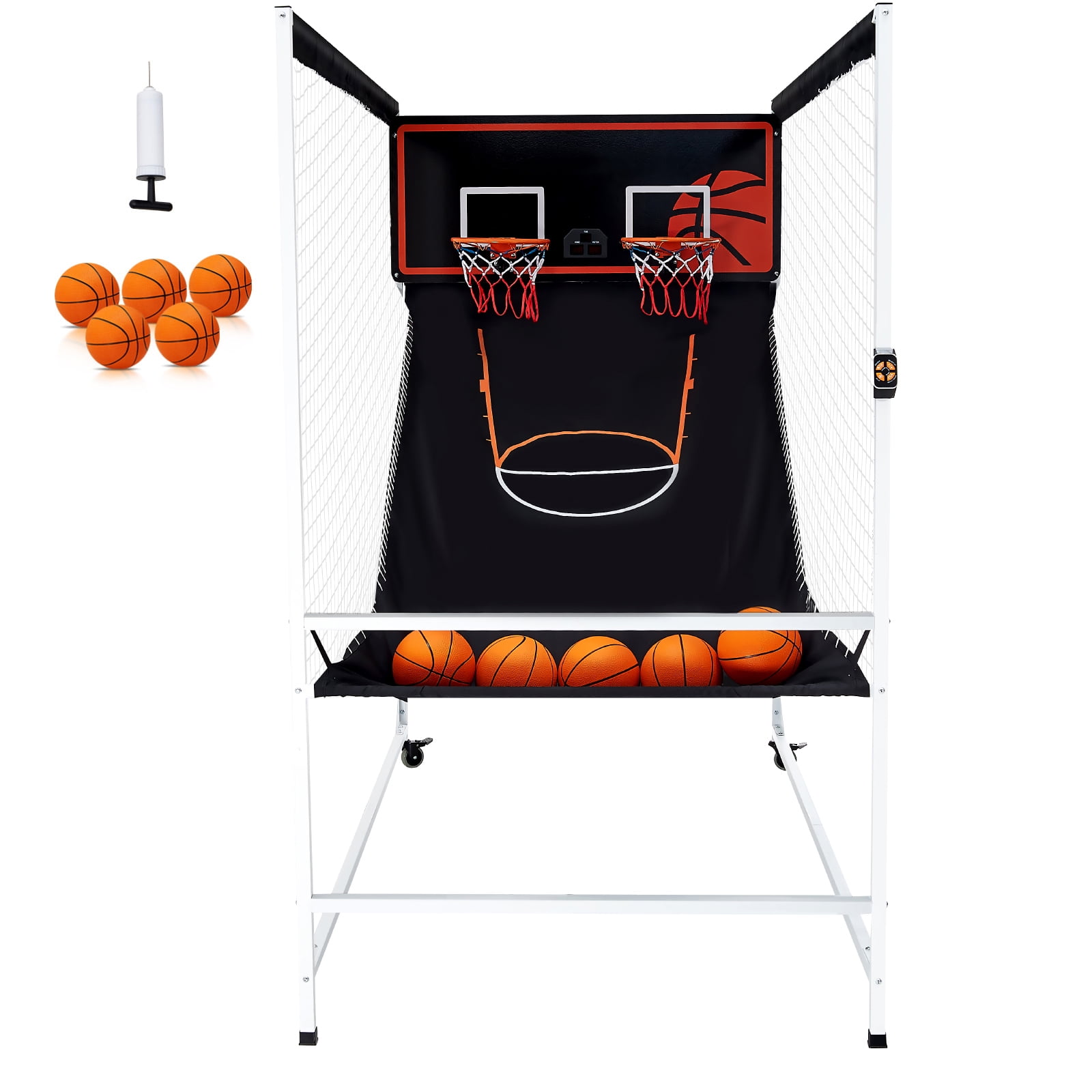 KFFKFF Foldable Basketball Arcade Game, Indoor 2-Player 5 Balls Double