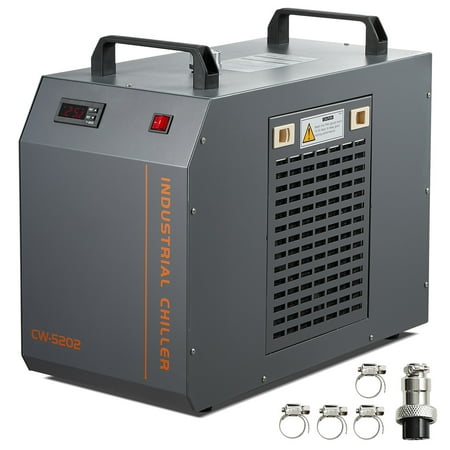 SKYSHALO Industrial Water Chiller, CW-5202, features a robust cooling system with an integrated compressor, 7L tank capacity, and a maximum flow rate of 18 L/min