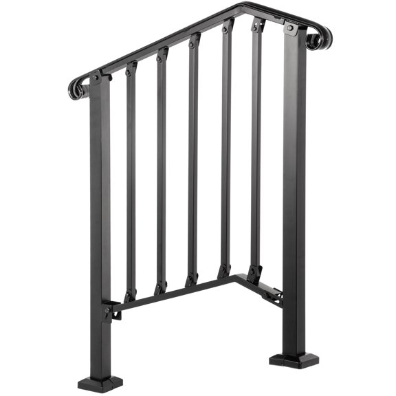 KFFKFF Iron Handrail Picket Fits 2 or 3 Steps Stair Railing for Outdoor Garden