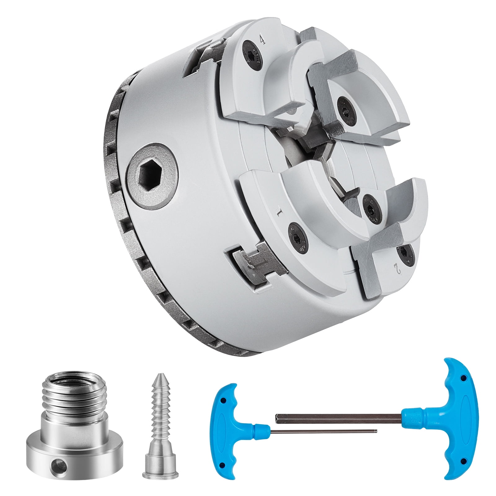 SKYSHALO KP96 Lathe Chuck, 4-Jaw, 3.75" Size, Metalworking Lathe Chuck for Turning Machines, Self-Centering Feature, Suitable for Lathes, Precision Crafting, Grinding, and Milling Devices