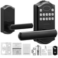 thumbnail image 1 of KFFKFF Keyless Entry Door Lock, 5.63"X 2.76" Password and Key Unlock Combination Door Lock, Electronic Keypad Entry Lever, Auto-Locking Keypad Door Lock with Deadbolt for Front Door, 1 of 9