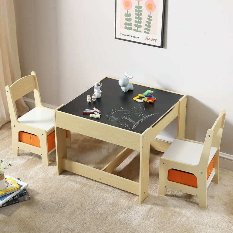 SKYSHALO Toddler Craft Children's Wooden Activity Table and Chair