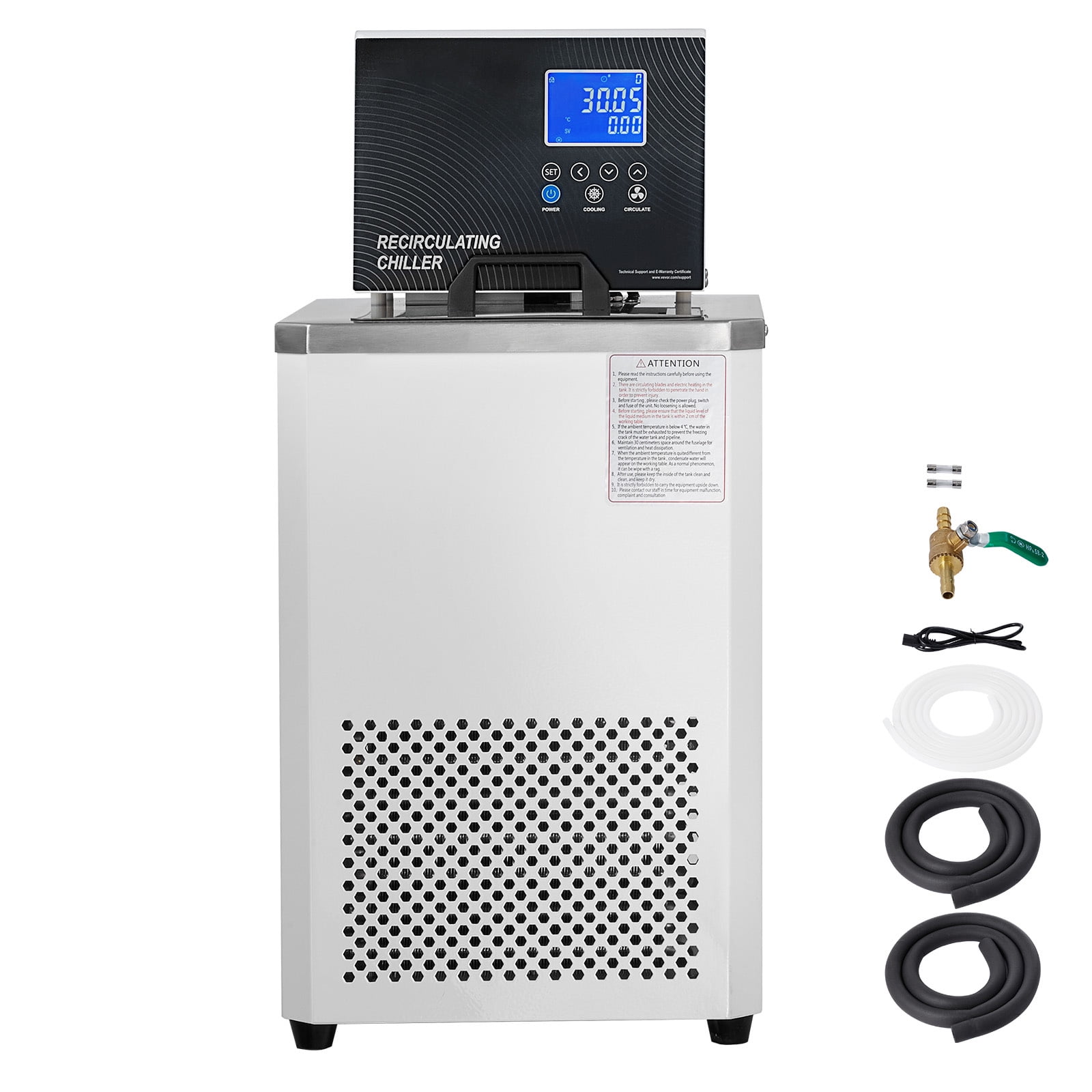 SKYSHALO Lab Cooling System, 6L Capacity, Circulates Chilled Fluid from 23F to 212F, Features an LCD Screen, Made with Durable 304 Stainless Steel for Recirculated Water Chilling