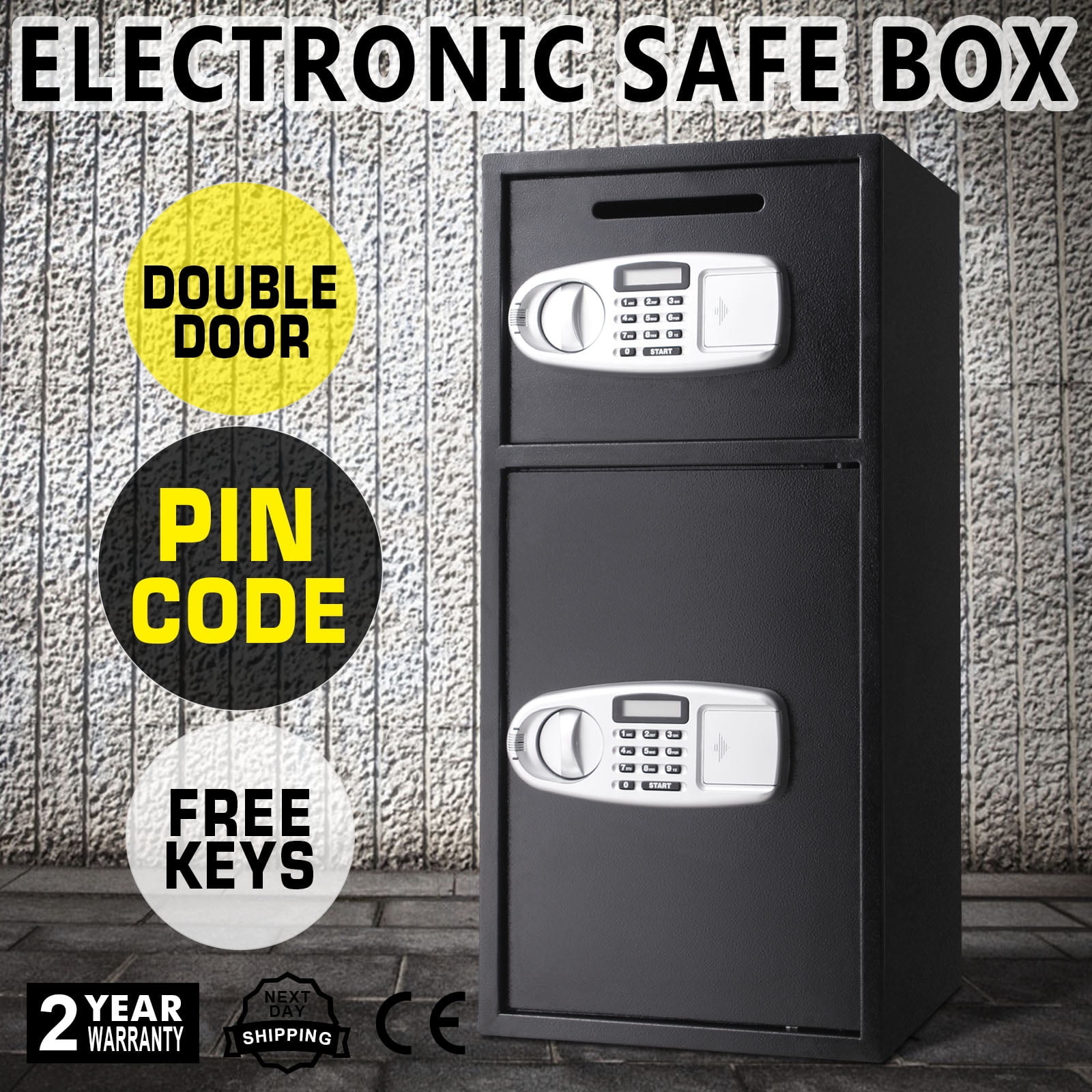 KFFKFF Large Double Door Security Safe Box 2.6 Cubic Feet Steel Safe ...