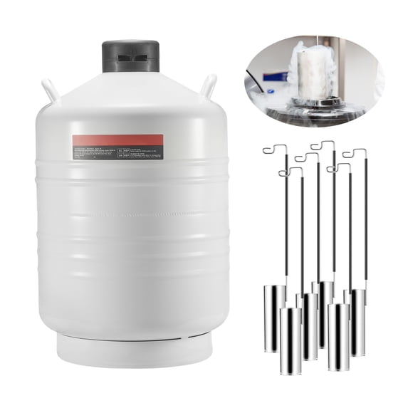 KFFKFF Liquid Nitrogen Storage, 30L Aluminum Cryogenic Dewar, LN2 Container with Six Canisters & Shoulder Carry Bag, Ideal for Cosmetics, Semen Storage, Research