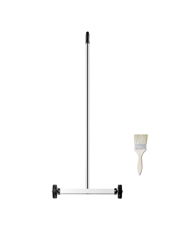 Magnetic Broom with Rolling Wheels, 15" Compact Size, 8 lbs Holding Force, Telescopic Handle for Comfort, Portable Magnet Roller for Collecting Metal Debris, Simplifies Cleaning