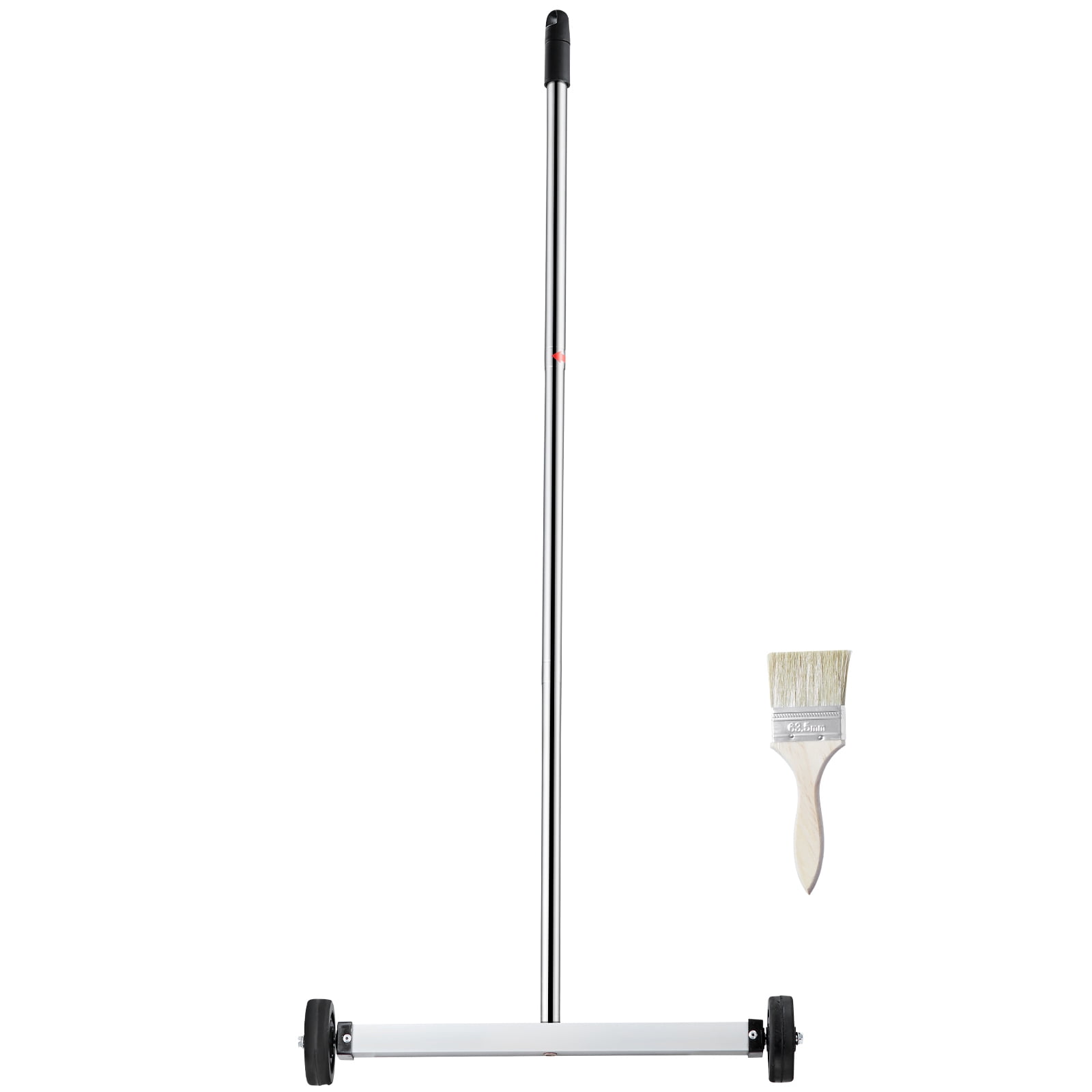 KFFKFF Magnetic Broom with Rolling Wheels, 17" Compact Size, 10 lbs Holding Capacity, Telescopic Handle for Height Adjustment, Portable for Efficient Collection of Metal Debris like Nails & Screws