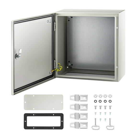 SKYSHALO NEMA Steel Case, 16x16x8'' NEMA 4X Metal Electric Enclosure, IP66 Water & Dust Resistant, Suitable for Both Outdoor & Indoor Use, Includes Mounting Plate