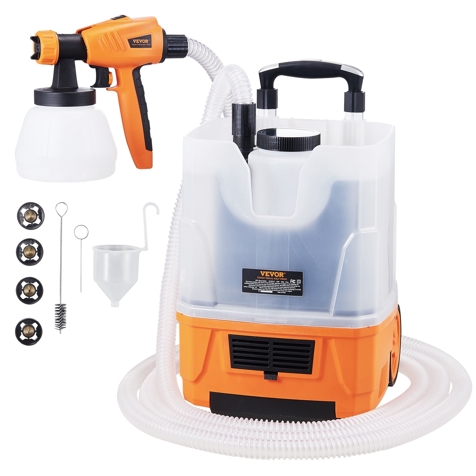 KFFKFF Paint Sprayer, 1300W 150Din HVLP Electric Spray Paint Gun with 19.68ft Air Hose, 1300ML\u0026 800ML Containers, 5 Nozzles, Paint Sprayer for House Painting Home Interior \u0026 Exterior Walls, Ceiling