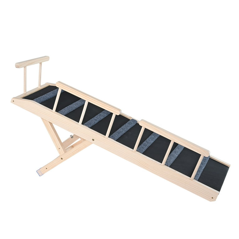 SKYSHALO Pet Access Ramp Foldable Ramp for Pets to Reach Beds for Various Breeds Ages Durable Wood Construction Extends 47.2