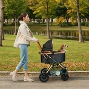 SKYSHALO Pet Stroller 4 Wheels Dog Stroller with Brakes 66 lbs Weight Capacity