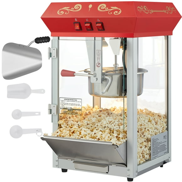 SKYSHALO Popcorn Popper Machine 8 Oz Countertop Popcorn Maker 850W 48 Cups Red