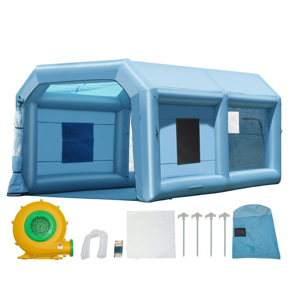 KFFKFF Portable Spray Shelter, 21x13.5x9.8 ft, Includes 1100W Blower & Filtration System, Ideal for Mid-Size Vehicles & Bulky Furniture
