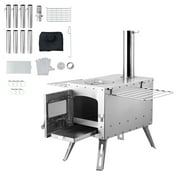 SKYSHALO Portable Wood Camping Stove with Support Legs and Chimney