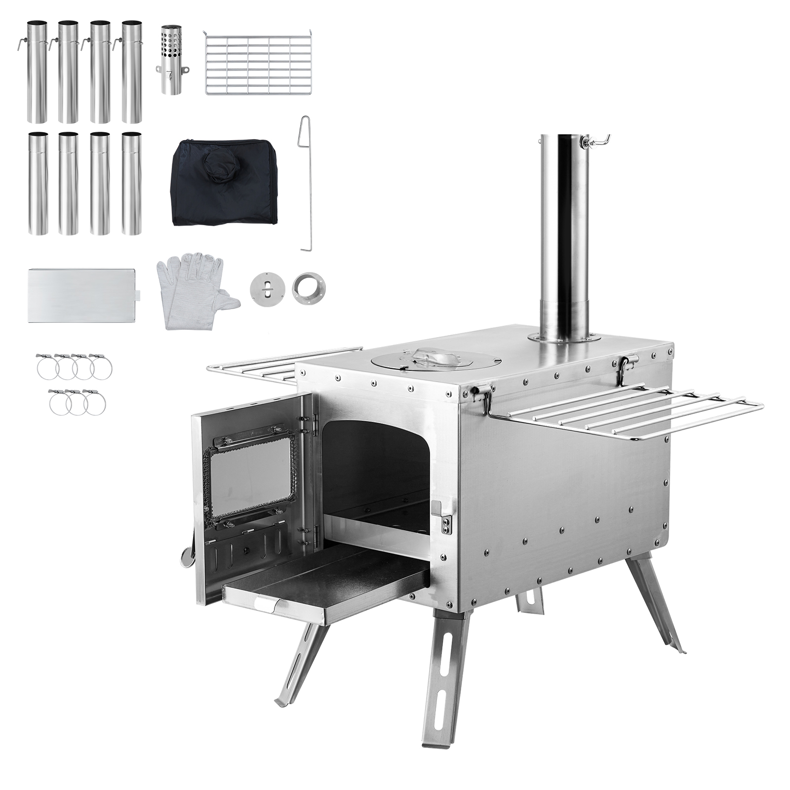 Guide Gear Large Outdoor Wood Burning Stove Portable with Chimney Pipe