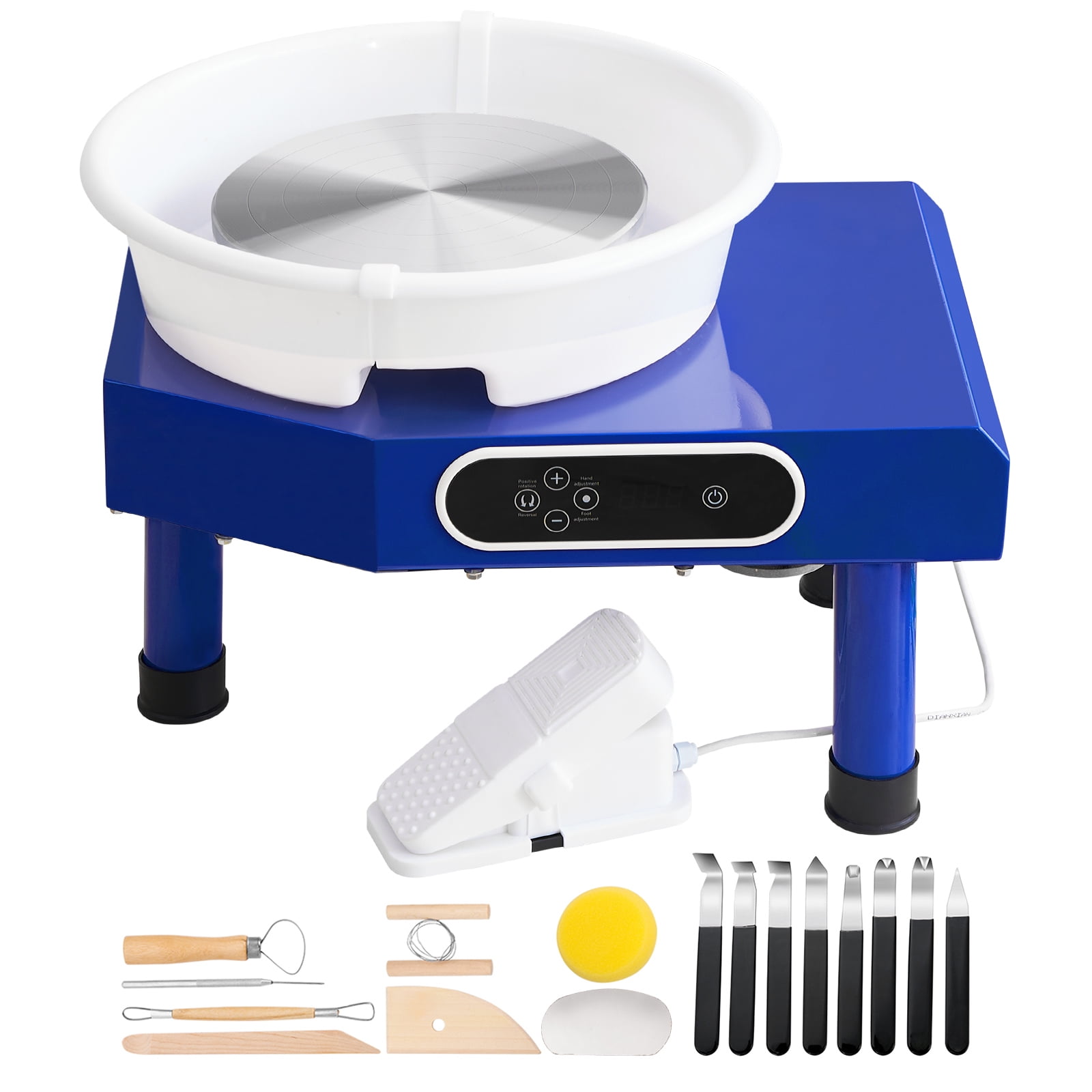 KFFKFF Pottery Wheel 9.8in Ceramic Wheel Foot Pedal Sculpting Tools Apron 350W