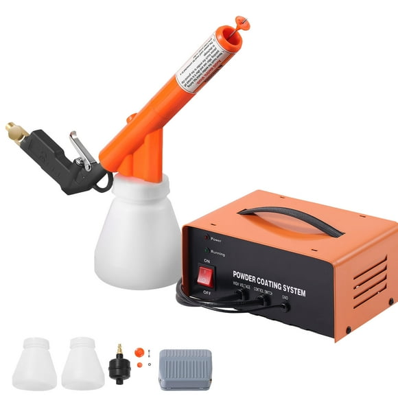 KFFKFF Powder Coating Gun, 50KV Electrostatic Powder Coating System, Powder Coat Machine with Spray Gun, Foot Switch, Power Source, 3 Nozzles, Powder Cups