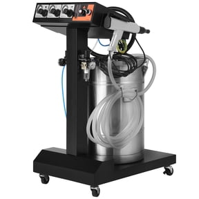 KFFKFF Powder Coating System, 50W Electrostatic Spray Spraying Gun Paint System With 50L Powder Hopper, 450g Per Minute Powder Coating Machine with Spray Gun and Trolley Base