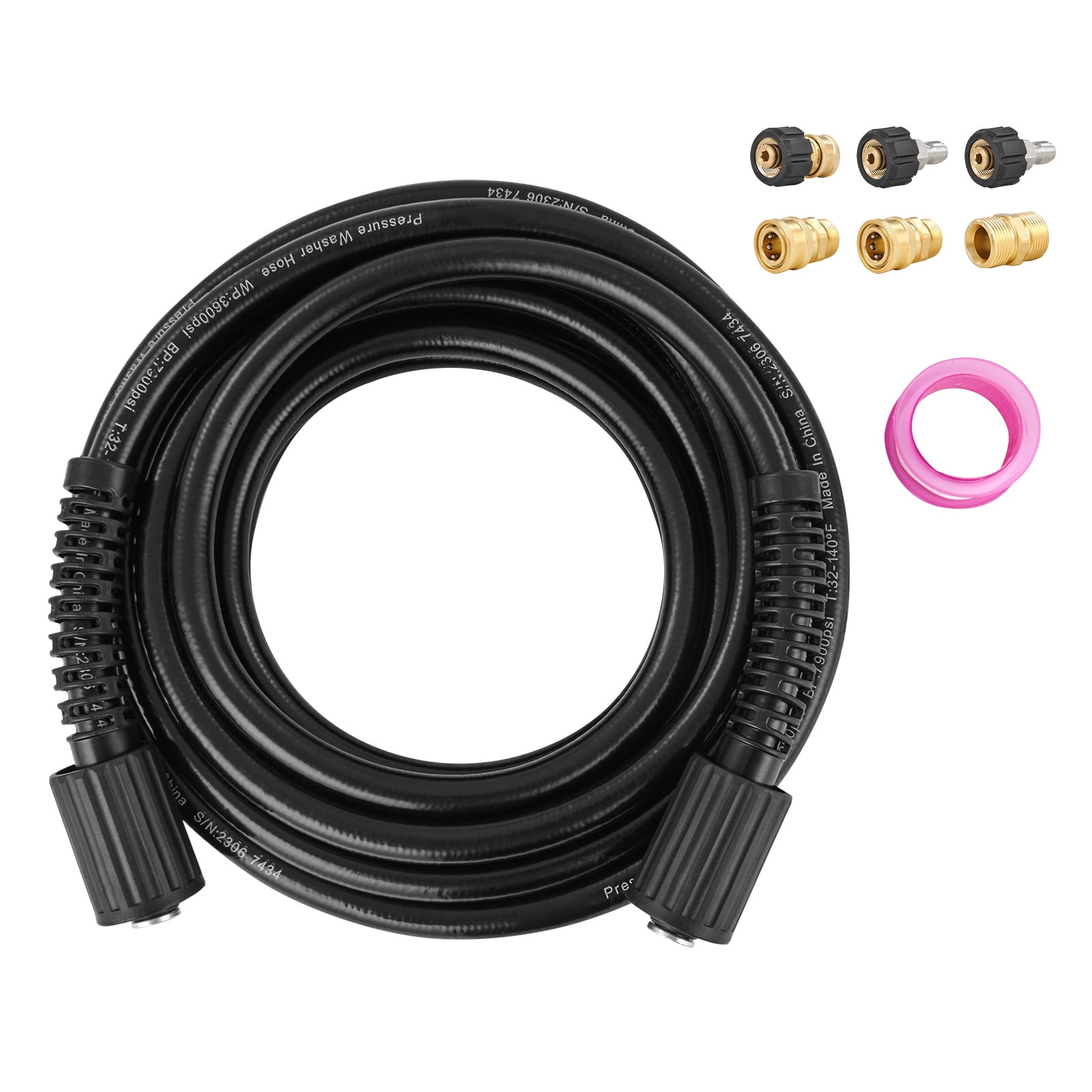 SKYSHALO Pressure Washer Extension Hose, 100FT, 1/4" Flexible, M22-14mm Brass Connectors, Fits Various Brands, 3/4'' Minimum Bend Radius, 4200 PSI Durable Power Washer Hose Replacement