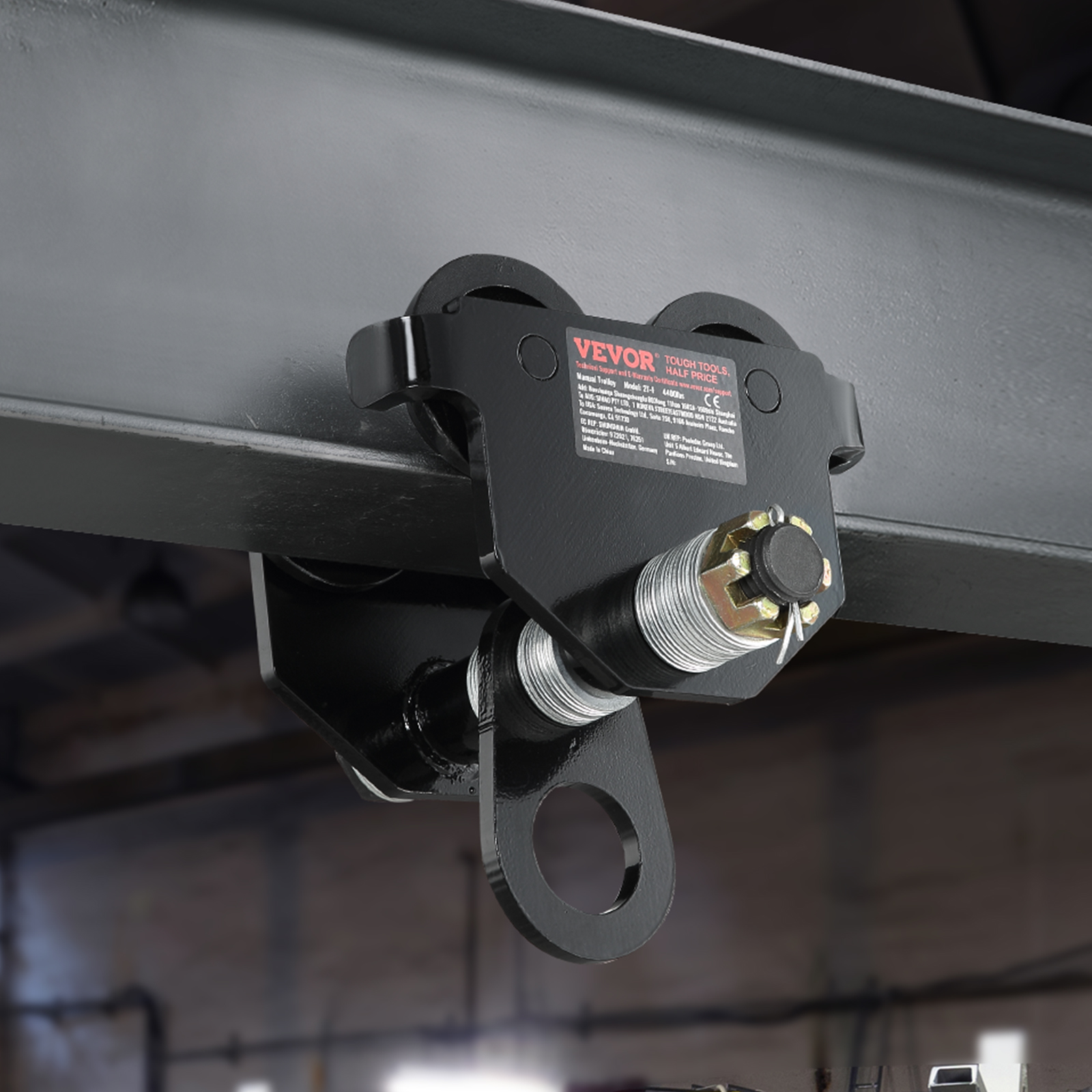 VEVOR 2 Ton Push Beam Trolley, 4400lbs Capacity Plain Trolley